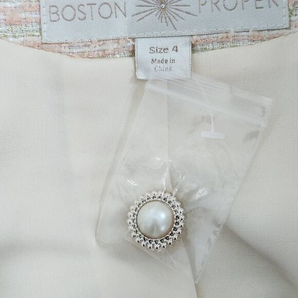 Boston Proper Pink and Cream Tweed Blazer with Shoulder Cutouts Size 4 NWOT - Picture 10 of 13
